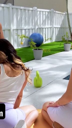 Bootylicious Step-sisters Get Stretched After Yoga Workout Feat. Violet Gems &amp; Mae Milano   Clip 1