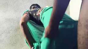 The brother-in-law stops his elder sister-in-law on the staircase while coming down from the roof and sucks his and then