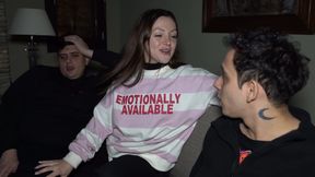 Luchiibb Fucks Her Boyfriend's Best Friend Next to the Fat Cuckold! Creampie