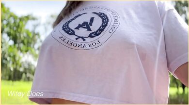 Wifey loves to be braless in public