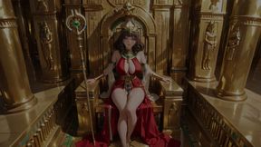 Lazy on the Golden Throne in Red &amp; Gold, a Private Tease From Her High-class Gaze