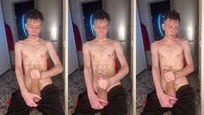 shiny precum coating the head before the explosion