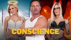 David Perry, Raul Costa & Candee Licious seduce & eat each other's tight pussies