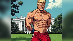 Muscular Fighters at White House (ai Art)