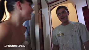 Sexy Small Titted Brunette Gives Her Ass to Pay Her Bills and Gets Jizzed on Body