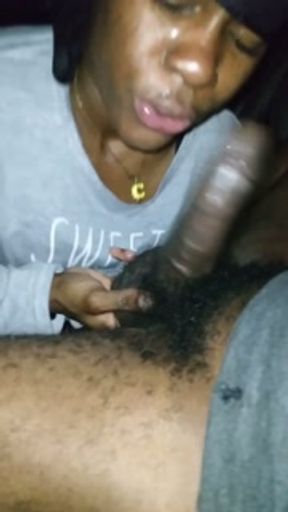 AFTER GETTING HER TITS DEVOURED FREAKY DYKE EATS UP DADDY FAT DICK WITH GOOD BALL SUCKING SKILLS!!!!