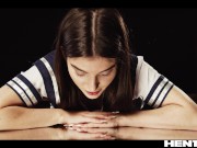 Real Life Hentai - Girl fucks another herself in the mirror with huge double dildo