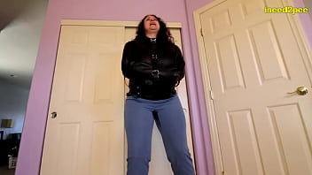 Gia Love straitjackets tight jeans wetting