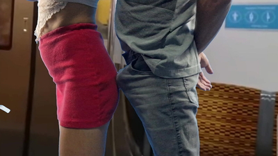 Student lets stranger rub his booty from behind in public!