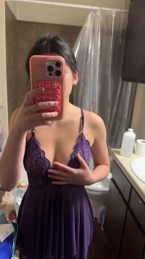 Talking dirty while I reveal my big natural asian titties