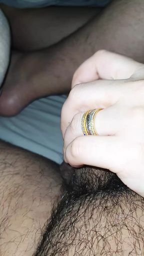 Step mom hand slip into step son dick handjob him good