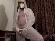 Worshipping my body and playing with my uncut cock, my first cosplay