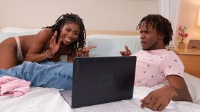 Sensual ebony model Hazel Grace fucked in the doggy style pose