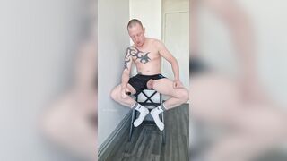 Vaping socked bare ginger scally