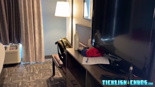 Chubby sub laughs while deviant Matt tickles his body and feet