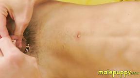 Deviant twink Frank Funsize teases himself with his toys