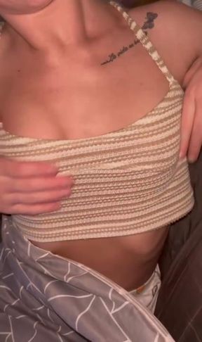 Rubbing my pussy and tits for you baby