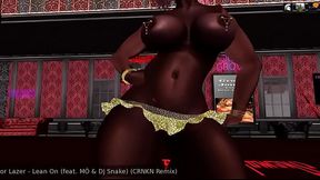 Hot shemale Black Canary (Second Life) spins her booty