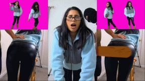 Ski Bunny eRica gets spanked in her fleece jacket, shiny leather leggings, and uggs!