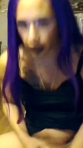 Purple Haired Tgirl Bust a Nut for Newyears