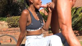”African neighbors nanny blowjob & screwed outdoor in the garden”
