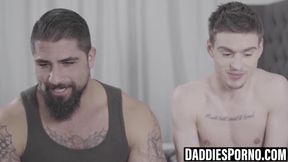 Muscled hunk breeds stepson after throat training