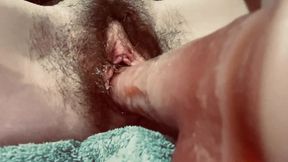 FTM trans man fucks pussy with dildo
