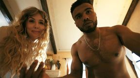 Heavy-breasted bi mommy convinces GF for threesome orgy