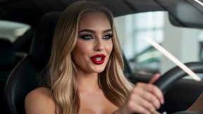 sexy blonde in luxury car showroom flashes ass - hard fuck & facial ai generated