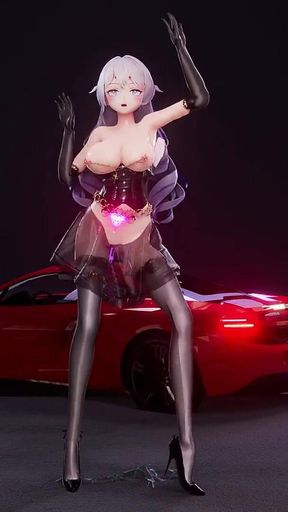 [mmd] Broken Iron Big Duck Duck-queencard Dress Black Silk Elegant Succubus Pattern