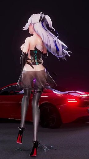 [mmd] Broken Iron Big Duck Duck-queencard Dress Black Silk Elegant Succubus Pattern