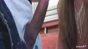 Hot Blonde Big Tit Shemale Gets Anal Fucked by Strangers on Their First Date