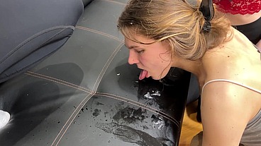 Cruel Bitches Spit In Her Ugly Face, Mouth and Eyes - Lezdom Spitting Humiliation