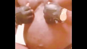 Black Muscle Geared in Tight Trunks Solo Nipple Play Edge &amp_ Cum