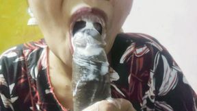 Finding me alone at home, my stepmother sucked my cock