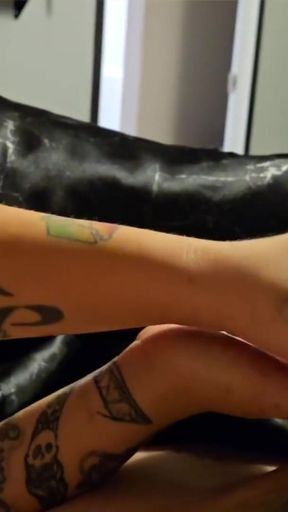 Must-see moment from &quot;Sensual oiled edging handjob from goth teen gf ends in multiple cumshots&quot;