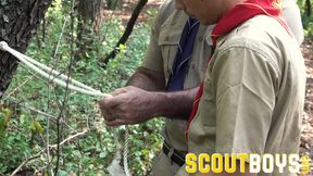 ScoutBoys - Nervous scout barebacked outdoors by DILF Bishop Angus