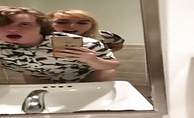Trans girl fucks sissy boyfriend at aquarium bathroom