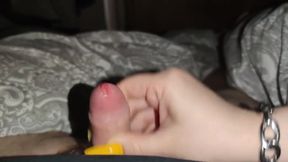 His Little Cock Gets A Long Yellow Nails Handjob With Cumblast To The Lens *cum Eruption