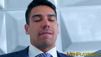 Jock executive has his cock sucked before fucking his man