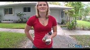 Teen amateur GF gives a blowjob on the side of the road