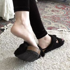 Shoeplay Black Fur Slippers