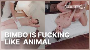 Brunette Bimbo Rides Cock Like a Fucking Slut