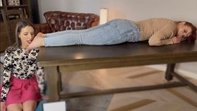 Weronika Lies On Her Belly In Jeans And Stella Tickle And Lick Her Bare Feet - Part 2