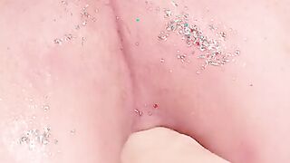 Chastity sissy takes female domination gf 8inch sex toy CLOSE UP