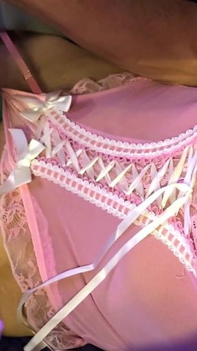 Crossdresser Cdmichelle Wearing Pink Lingerie Jacking off