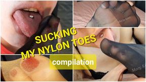 sucking my nylon toes compilation
