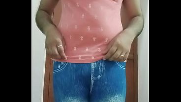 Indian Gay Crossdresser Gaurisissy real homemade xxx sex in pink tshirt and blue leggings