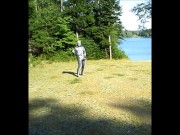 armed zentai skeleton outdoors in the sun