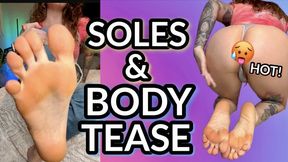 HOT AF Teasing Barefeet & Flashing Nipples - Showing Asshole in Thong - Soles Tease Alt Girl with Tattoos